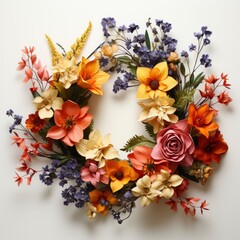 Wreath Wild Flowers ,Hd, On White Background