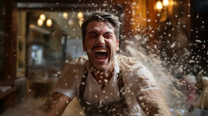 A chaotic kitchen filled with flour and laughter
