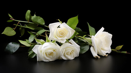 Obraz premium Beautiful white rose on black background.Funeral Concept