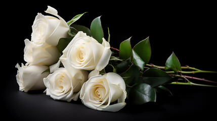 Beautiful white rose on black background.Funeral Concept