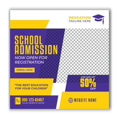 Square Post size School admission social media post banner design