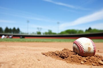 pitchers mound view with baseball and glove