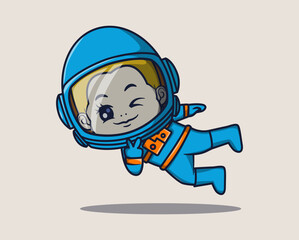 vector illustration of astronaut floating funny pose. science technology icon concept