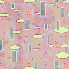 Seamless pattern of RECTANGLES ovals with stroke and texture on a light background for textiles.