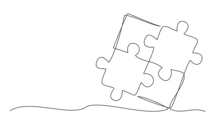 Puzzle One line drawing on white background