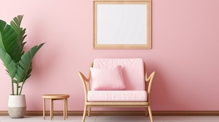 Frame mockup design in pink room