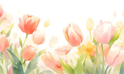 tulips in spring garden, Generative AI