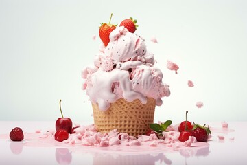 Obraz na płótnie Canvas Ice cream on white background. Generative AI