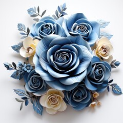 Art Concept With Blue Paper Flower, Hd , On White Background 