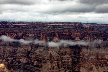 Cloudy day in the western part of the Grand Canyon of the Colorado, the border between the states...