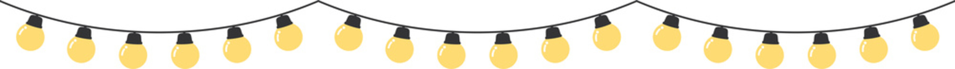 Seamless festive yellow Christmas string light border. Flat design illustration.	
