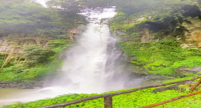 Watch the rushing water from the waterfall
