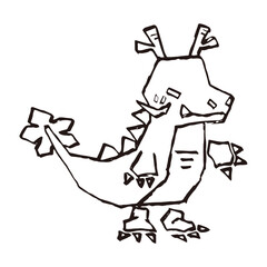 Fototapeta premium 辰年、手書きの辰のキャラクター素材、ベクター