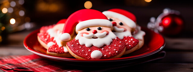 Obraz premium Christmas cookies Santa Claus. Generative AI,