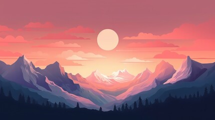 Snowy mountains in a minimalist style. AI generated