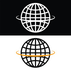 Globe Icon Vector, Black and White Version Design