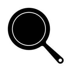 Flat design frying pan silhouette icon. Vector.
