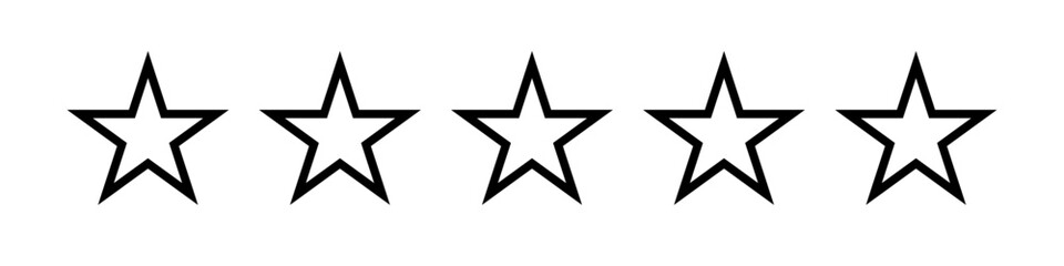 Simple five star icon. Rating. Vector.