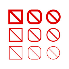 Prohibited icon set in various styles. Vector.