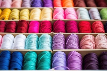 Fototapeta na wymiar a palette of cotton thread ready to be spun