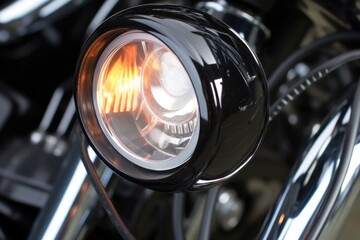 cruiser bike headlight assembly close-up - obrazy, fototapety, plakaty