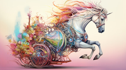 Obraz na płótnie Canvas Horse drawn with a horse unicorn