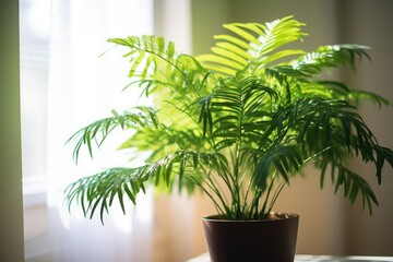 Fototapeta premium close-up of a green plant in a well-lit room