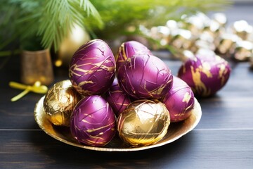 chocolate easter eggs with gold foil wrapping