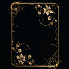 Decorative gold frame with floral patterns on a black background