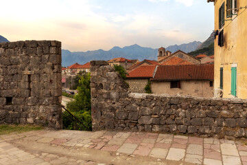 Obraz premium Kotor, Montenegro old town high angle view