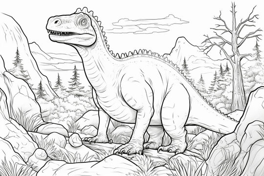 dinosaure line art kid coloring page book clipart