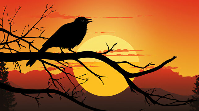 Illustration of a silhouette of a bird