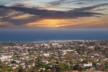 Fototapeta na wymiar Sunset views of Santa Barbara, California from the mountains