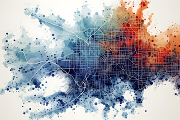 Abstract Visualisation of a City Map - obrazy, fototapety, plakaty
