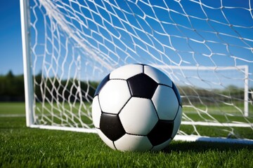 soccer ball in a net signifying a goal