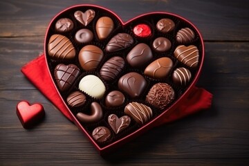 chocolates arranged box in the shape of a heart