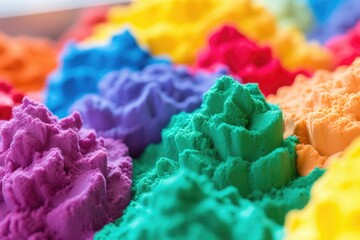 detail of kinetic sand in multiple colors
