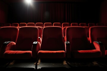 an empty seat in a row of cinema chairs