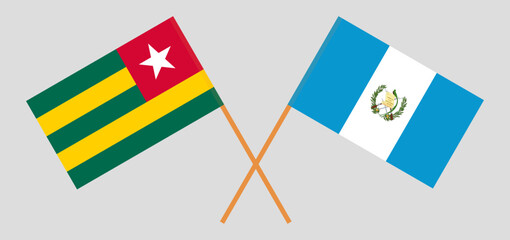 Crossed flags of Togo and Guatemala. Official colors. Correct proportion