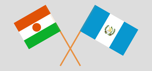 Crossed flags of Niger and Guatemala. Official colors. Correct proportion