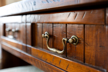 Iron vintage handle, antique furniture, close-up