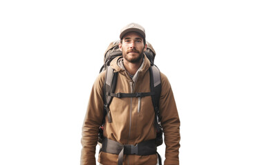 Fototapeta premium Conquering Heights in Hiking Art on White or PNG Transparent Background.