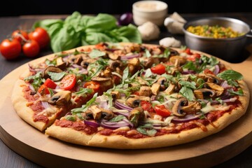 vegan pizza with vegetable toppings