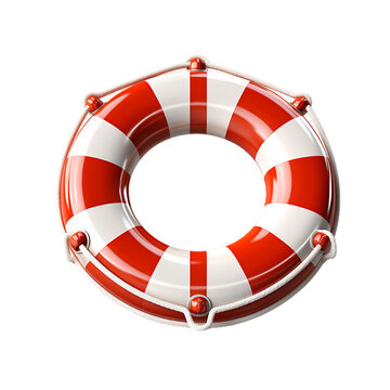 Red Life Buoy Isolated on Transparent or White Background, PNG