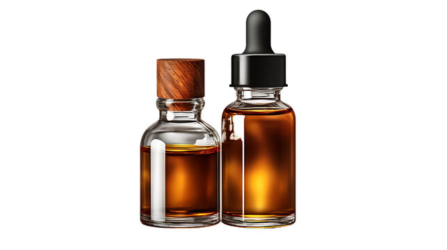 A Bottle of Essential Oil and Dropper Isolated on Transparent or White Background, PNG