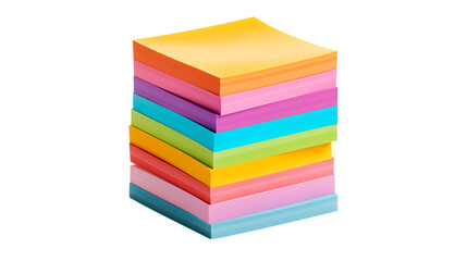 Stack of Sticky Notes Isolated on Transparent or White Background, PNG