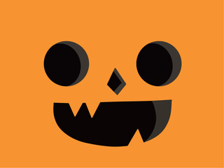 Happy halloween cute pumpkin face wallpaper background vector illustration. Hand drawing. Pumpkin with smile.