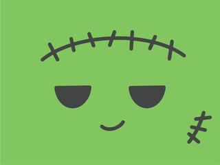 Happy halloween cute monster face wallpaper background vector illustration. Hand drawing. Monster with smile.