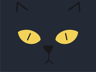 Happy halloween cute cat face wallpaper background vector illustration. Hand drawing. 