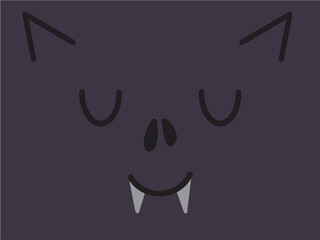 Happy halloween cute bat face wallpaper background vector illustration. Hand drawing. Bat with smile.